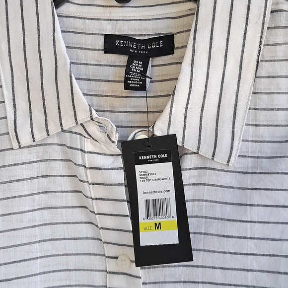 New Nwt Kenneth Cole Womens Button Front Waist Wrap Tunic Top White size M sheer - Picture 9 of 12